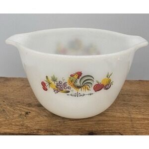 Mixing Bowl 1950s Anchor Hocking Fire King Chanticleer Rooster 6"D 3.75"T VTG